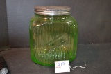 Vintage 1 Gallon Green Uranium Glass Flour Canister