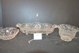 Vintage Fostoria Cambridge Pattern Nappy Dish, Divided Relish, and Sugar Bowl