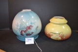 Pair of Litho Over Milk Glass Lampshade Only