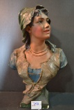 Large Vintage Plaster Bust/Statue of Young Maiden; 20