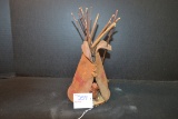 Vintage Souvenir Leather Teepee w/Baby by Qualla Reservations Cherokee, NC
