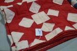 Vintage Twin-Sized Handmade Red/White Quilt