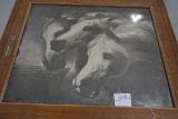 Vintage Frame Huston Wyeth 1901 w/Print of Horses; 24