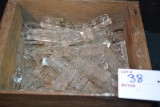 Wooden Box w/Vintage Lamp Crystals