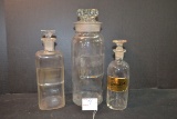 Group of 3 Assorted Sized Apothecary Jars w/Stoppers