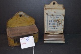 Pair of Vintage Tin Wall Mount Match Holders
