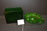 Vintage Emerald Green Planter and Fostoria Coin Dish