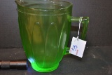 Vintage Green Uranium Glass Water Pitcher