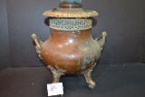 Vintage Copper and Brass Victorian Urn-Style Oil Lamp w/Cherub Handles