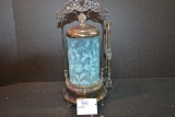 Vintage Fenton Blue Fern and Daisy Pickle Castor; Lid is not original.