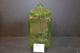 Vintage Green Uranium Glass Coffee/Sugar Canister