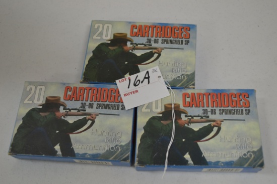 3 Boxes - Barnaul Ammunition .30-06 Springfield SP Cartridges; 20 Rds./Box