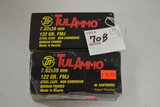 2 Boxes - Tula 7.26x39mm 122 gr. FMJ Cartridges; 40 Rds./Box; x2BID