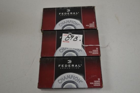 3 Boxes - Federal 9mm Luger 115 gr. FMJ RN Cartridges; 50 Rds./Box; 3xBID