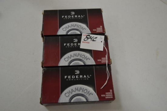 3 Boxes - Federal 9mm Luger 115 gr. FMJ RN Cartridges; 50 Rds./Box; 3xBID