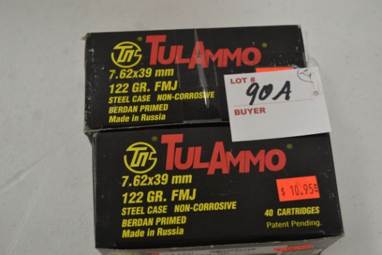 2 Boxes - Tula 7.26x39mm 122 gr. FMJ Cartridges; 40 Rds./Box; x2BID