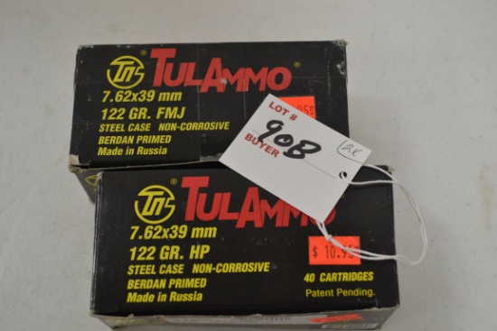 2 Boxes - Tula 7.26x39mm 122 gr. FMJ Cartridges; 40 Rds./Box; x2BID