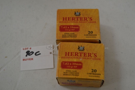 2 Boxes - Herter's 7.26x39mm 122 gr. HP Cartridges; 20 Rds./Box; 2xBID