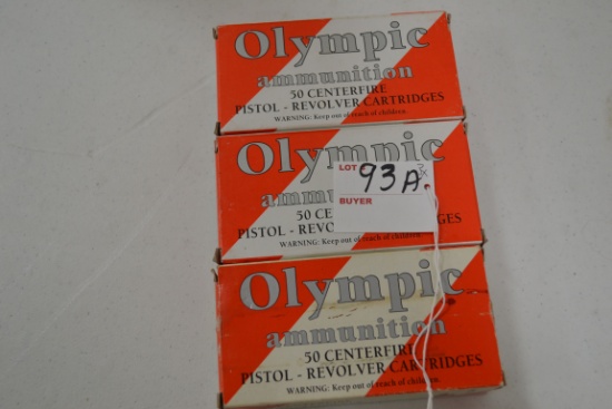 3 Boxes - Olympic 9mm Luger 124 gr. FMJ Cartridges; 50 Rds./Box
