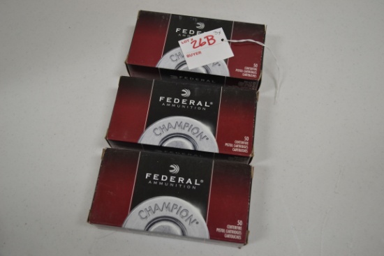 3 Boxes - Federal 9mm Luger 115 gr. FMJ RN Cartridges; 50 Rds./Box; 3xBID
