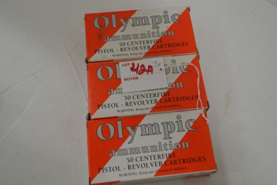3 Boxes - Olympic 9mm Luger 124 gr. FMJ Cartridges; 50 Rds./Box; 3xBID