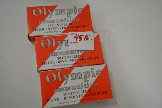 3 Boxes - Olympic 9mm Luger 124 gr. FMJ Cartridges; 50 Rds./Box; 3xBID