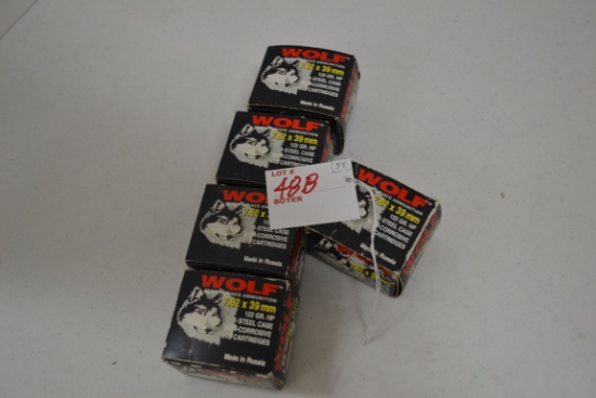 5 Boxes - Wolf 7.62x39mm 122 gr. HP Cartridges; 20 Rds./Box; 5xBID