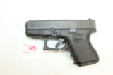 Glock 26 9mm Cal. Semi-Auto Pistol w/10 Rd. Magazine; SN BSYP435; Good Condition