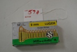 1 Box - Sellier & Bellot 9mm Luger 115 gr. Cartridges; 50 Rds./Box