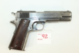 Colt Model 1911 U.S. Army .45 ACP Cal. Semi-Auto Pistol w/Original Checkered Diamond Grips; Mfg. 191