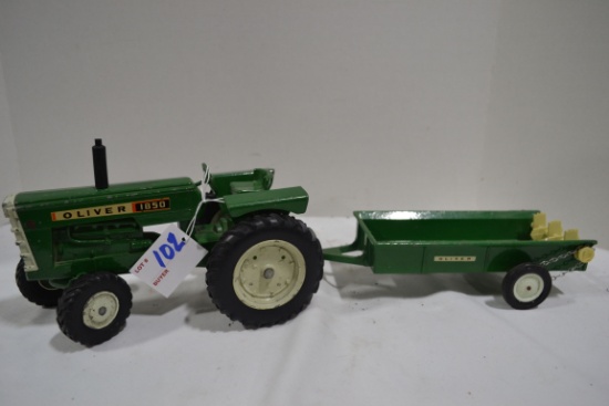 Vintage Oliver 1850 MFWD Tractor w/Oliver Manure Spreader