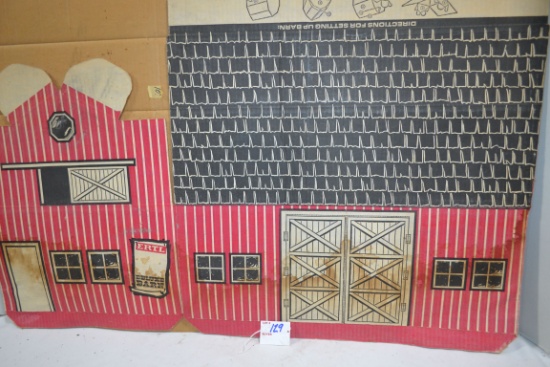 Vintage Ertl Cardboard Barn; Waterspots