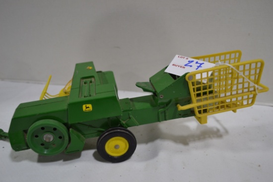 Vintage Ertl John Deere Square Baler w/Bale Kicker and Bales