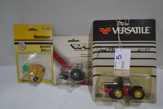Group of Misc. Ertl 1/64 Scale Farm Machines including Vermeer Round Baler, White Farm Equipment Fie