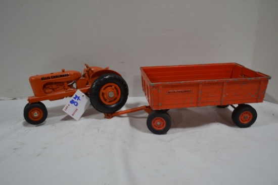 1970s Allis-Chalmers WD Dualed Tractor and Box Wagon (As Is)