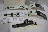 Assortment of Decals including Town & Country, Caution, Oliver, Shift Pattern, Start, and Oliver 105