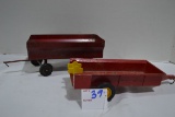 Pair of Vintage Ertl Massey Ferguson Wagons, Manure Spreader, and Barge Wagon