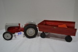 Vintage Ford Plastic Tractor w/Ford Metal Wagon; Missing Steering Wheel
