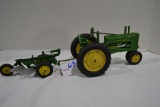 1960s-1970s John Deere Tractor w/2-Bottom Plow
