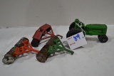 Group of Vintage Plastic Tractor w/3 Disks including 1 Red Ertl