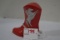 1950s Roy Rogers Red and Silver Hard Plastic Boot Bank