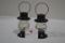 Pair of Metal and Glass Lantern Candy Holders; 3-1/2