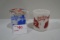 Pair of Vintage Hopalong Cassidy Milk Glass Mugs including One w/Big Top Peanut Butter Lid
