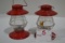 Pair of Metal and Glass Lantern Candy Holders; 4