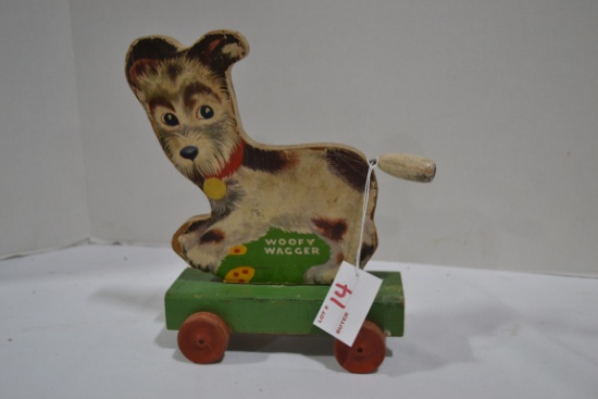 Vintage Fisher-Price Woofy Wagon Pull Toy