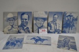 Group of 8 1950s Gene Autry Exhibit Blue Tint Trading Cards; 3