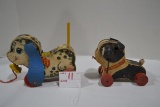 Vintage Fisher-Price Wooden Barky and Playful Puppy Pull Toys