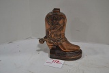1950s Roy Rogers Metal Cowboy Boot Bank; Missing Bottom