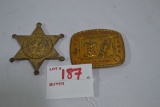 1950s Roy Rogers Metal Belt Buckle and Deputy Badge Whistle