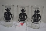 Set of 3 Hopalong Cassidy Drinking Glasses